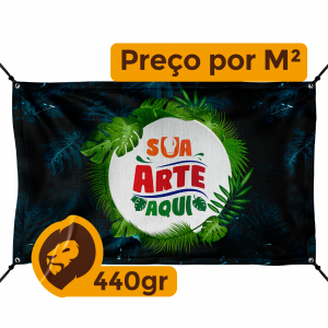 LONA COM ILHÓS 440G Couchê 440g  COLORIDO ACABAMENTO BRILHO CORTE RETO 